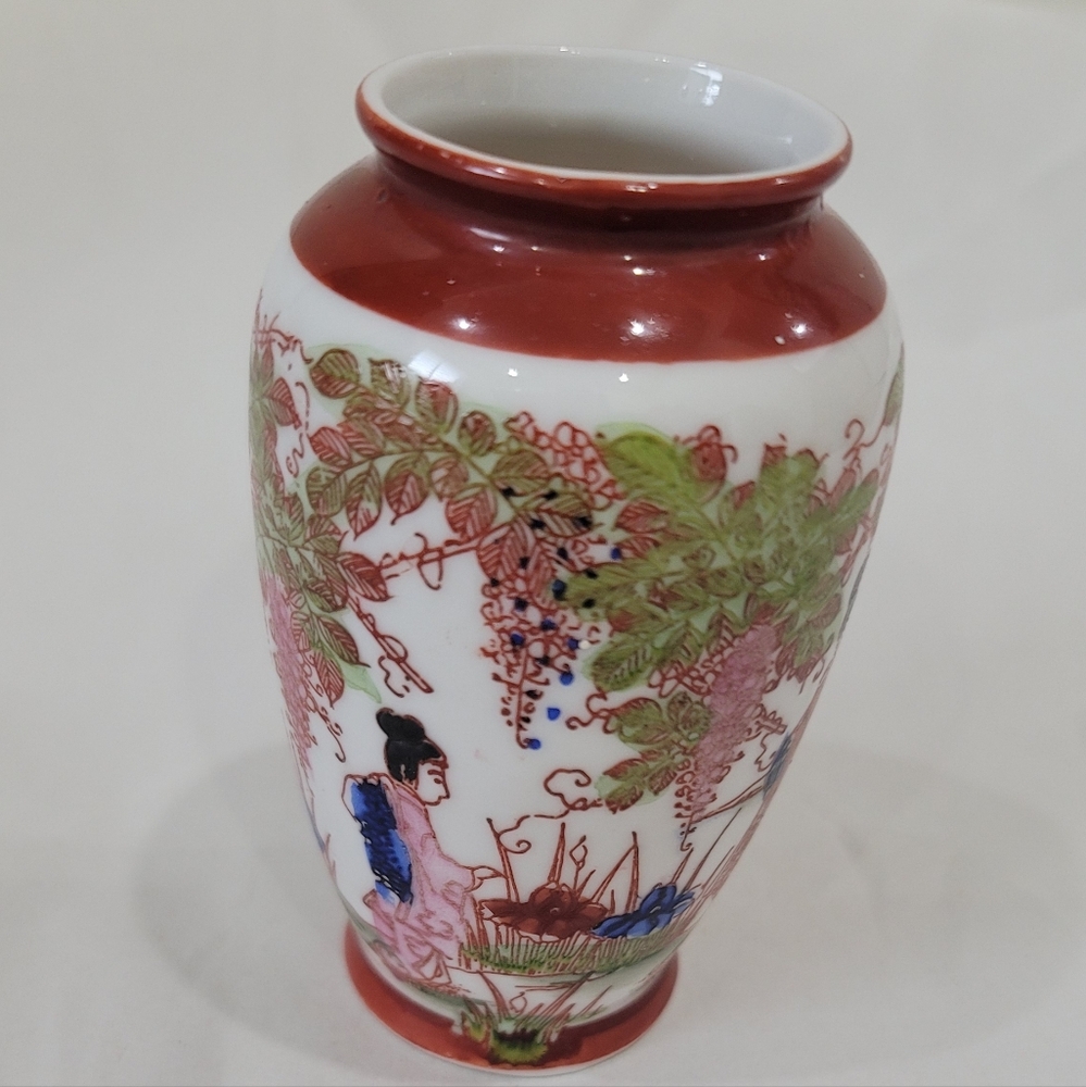 Decorative Asian-Inspired Vase with Floral Design